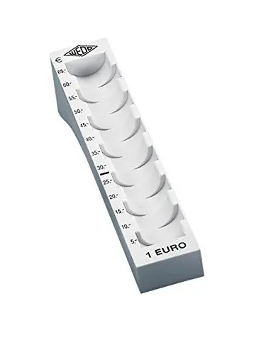 Produktbild: Wedo 160710037 Münzrille (1 Euro, Kunststoff für 65 Münzen mit Markierungen 18 x 4,5 x 3,58 cm) lichtgrau