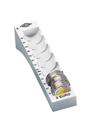 Produktbild: Wedo 160720037 Münzrille (2 Euro, Kunststoff für 65 Münzen mit Markierungen 18 x 4,5 x 3,76 cm) lichtgrau