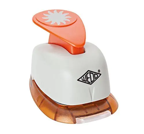Produktbild: Wedo 168216 Motivlocher groß Sonne (mit praktischem Auffangbehälter, Ausstanzung 2,4 x 2,4 cm) grau / orange