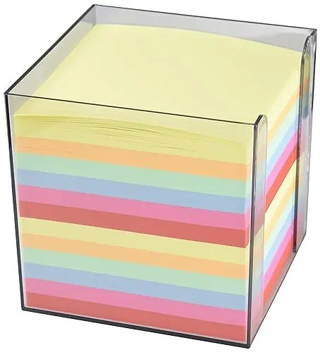 Produktbild: Wedo 2702651 Zettelbox Kunststoff (9 x 9 cm, rauchglas gefüllt, circa 700 Blatt, 6 farbig)