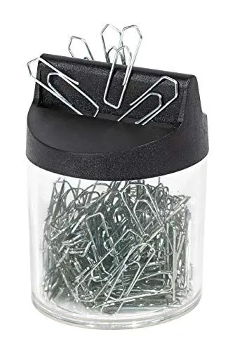 Produktbild: Wedo 2705154 Klammernspender (mit Magnet rund gefüllt, 125 Büroklammern) silber/transparent