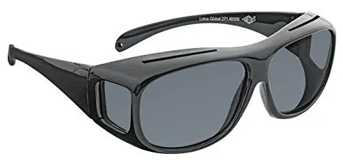 Produktbild: WEDO 27148599 Überzieh-Sonnenbrille für Autofahrer & Brillenträger, polarisierende Gläser gemäß ISO Norm, 100% UV Schutz, inkl. Hülle, Schwarz, für Brillen mit max. Breite 14 cm & max. Höhe 5 cm