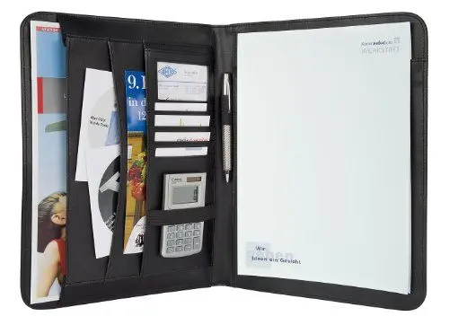 Produktbild: Wedo 585401 Schreibmappe Elegance A4, Einsteckfächer, Gummizugschlaufen für Stifte, Visitenkartenfach, Kunstleder / strukturiertes Nylon, schwarz