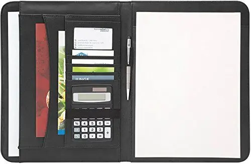 Produktbild: Wedo 586401 Schreibmappe Accento DIN A4 aus Kunstleder, Außenfach, mehrere Innenfächer Gummizugschlaufen inklusiv Schreibblock, Schwarz