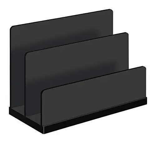 Produktbild: Wedo 633001 Briefständer Black Office Acrylglas, 2 Fächer Gummifüße, 15 x 6, 8 x 10, 7 cm, im Geschenkkarton, Schwarz