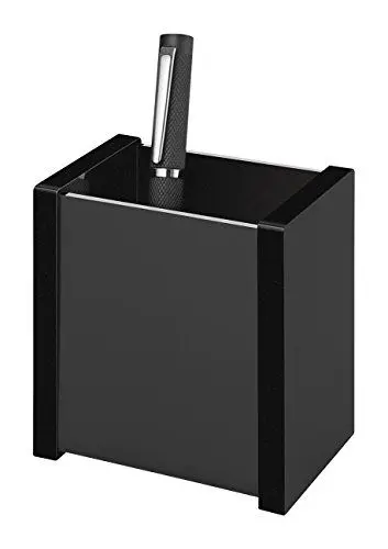 Produktbild: Wedo 634001 Stiftköcher Black Office aus Acrylglas, Gummifüße 8, 7 x 6 x 9, 7 cm, im Geschenkkarton, Schwarz