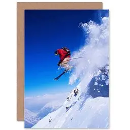 Produktbild: Wee Blue Coo Skifahrer Schnee Hang Sprung Ski Wintersport Action Shot Geburtstagskarte