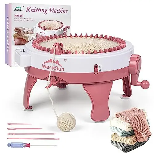Produktbild: WEEKSUN Strickmaschine 48 Nadeln, Strickmaschine mit Reihenzähler DIY Strickbrett Rotierender Doppelwebstuhl für Socke, Mütze und Schal, Schnell Manuelle Strickmaschine