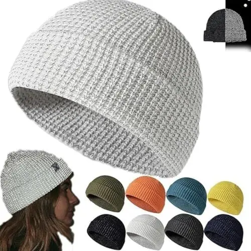 Produktbild: Weflexus Reflektierende Mütze 2025, 2.7 Mütze - Unisex, Flexible reflektierende Wintermütze warme Strickmütze, Geeignet für Nachtläufe, Radfahren, Nachtarbeiter
