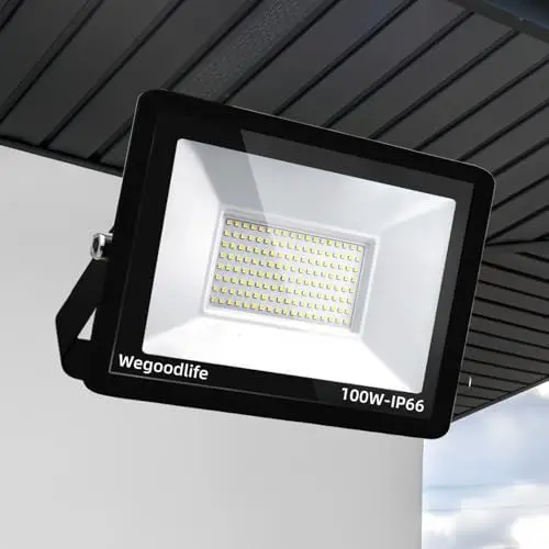 Produktbild: Wegoodlife 100W LED Strahler Außen, Superhell 8140LM Scheinwerfer, IP66 Wasserdicht Fluter Flutlicht, 6500K Kaltweiß Aussenstrahler, Außen Sicherheitsbeleuchtung für Lager Garten Garage Hof Parkplatz