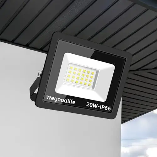 Produktbild: Wegoodlife 20W LED Strahler Außen, Superhell 1510LM Scheinwerfer, 3000K Warmweiß Außenstrahler, IP66 Wasserdicht LED Fluter, 50cm Kabel kein Stecker, Außenleuchte für Hinterhof Auffahrt Garage Garten