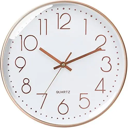 Produktbild: wehers Wanduhr, Modern Quartz Lautlos Wanduhr Schleichende Sekunde ohne Ticken 12 Zoll 30cm wanduhren für Wohnzimmer, Zimmer, Büro Dekor (Roségold)