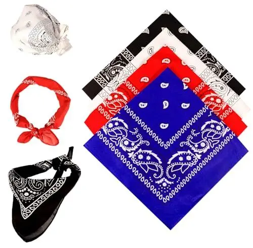 Produktbild: WEHOOM Bandanas, 4 Stück Bandana Set, 54 x 54 cm Bandana Kopftuch, Kopftücher Herren, Bandana Kinder, 100% Bandana Baumwolle, Kopftuch Damen, Nickituch Geeignet für Erwachsene und Kinder(4 Farben)