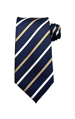 Produktbild: Wehug Klassische Seidenkrawatte, gewebt, Jacquard-Krawatte für Herren, Marineblau gestreift, 3.1 inch