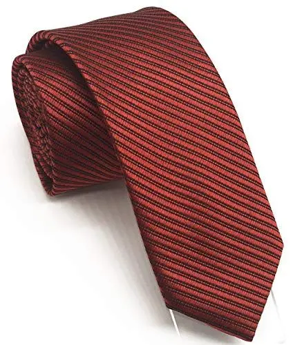 Produktbild: Wehug Klassische einfarbige Herren-Krawatte, schmale Krawatte, schmale Krawatte für Herren, 6 cm, dunkelrot, 3.1 inch