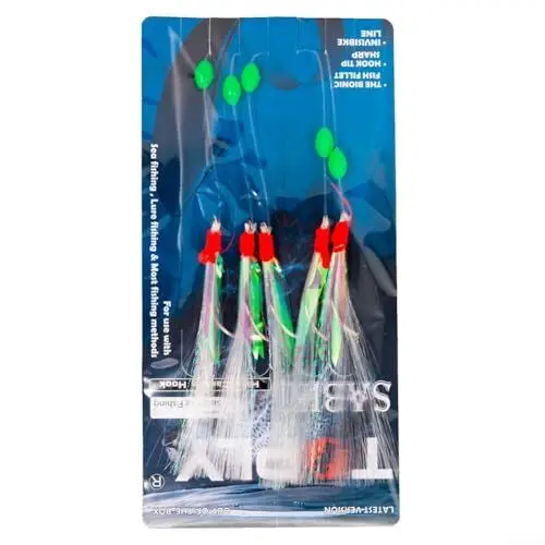 Produktbild: Weiche Angelköder, Ködervorrichtungen, 5 Stück, 1 Packung, Angelköder für Makrelen- und Heringsangeln, rote Köpfe mit weißer Folie (10 Stück)