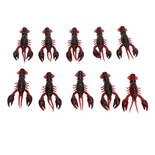 Produktbild: Weicher Angelköder, Crawdad, Garnelenköder, PVC, Künstliche Köder, Bassangeln, Tragbar, Mini-Packung mit 10 Stück (Soße rot)