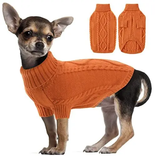 Produktbild: Weicher Atmungsaktiver Fleece Hundepullover, Warme Rollkragen Strickwaren Welpenkleidung Katzenpullover Hundemantel, Halloween Weihnachten Urlaub Haustier Outfits Bekleidung, Caramel M