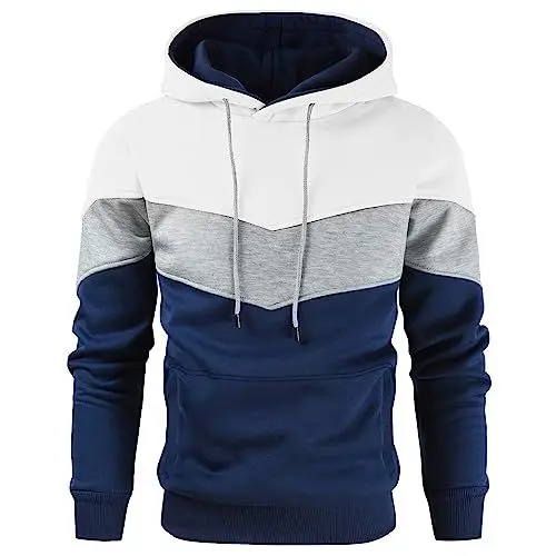 Produktbild: Weicher Kapuzenpullover, Blockierend, Bequem, Atmungsaktiv, Leicht, Maschinenwaschbarer Kapuzenpullover für Herren, mit Farbblockierung, Seitentaschen, Geeignet für Büro,