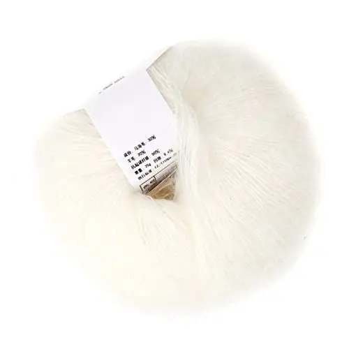 Produktbild: Weiches Mohair Wolle zum Stricken und Häkeln - Mehrfarbiges Angora Garn für Kleidungsstücke, Schals, Pullover, Hüte (01 Weiß)