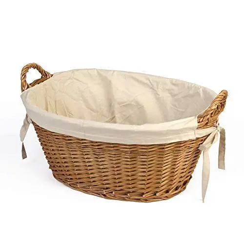 Produktbild: WEIDENPROFI Weidenkorb, Wäschekorb aus Weide, oval mit Henkel, inkl. Stoffeinlage, (LxBxH) 73 x 42 x 22 cm, inkl. Henkel 27 cm hoch