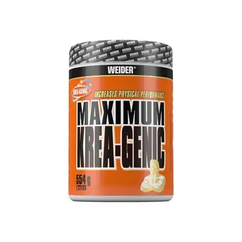 Produktbild: WEIDER Krea-Genic Kreatin Pulver hochdosiert, doppelt gepuffertes Kreatinmonohydrat zur Leistungssteigerung im Training, Muskelaufbau Matrix mit Taurin & Beta-Alanin, 554g