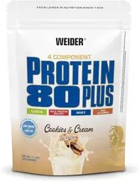 Produktbild: WEIDER Protein 80 Plus Mehrkomponenten Protein Pulver, Eiweißpulver für cremige, unverschämt leckere Eiweiß Shakes, Kombination aus Whey, Casein, Milchprotein-Isolat & Ei-Protein, Cookies &Cream, 500g