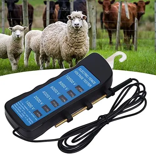 Produktbild: Weidezaun Prüfgerät,Elektrozaun Spannungsprüfer, Farming Zaunprüfer, Stromprüfer Weidezaun, Weidezaun Testgerät, 10000V Fehlersucher, Elektrozaun für Vieh, Gartengeräte mit 6 teiligem Licht, Elek