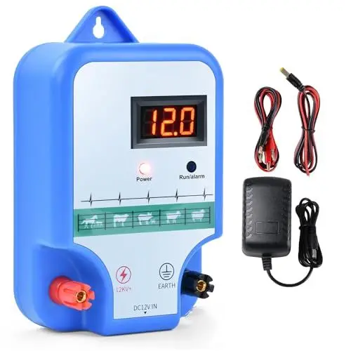 Produktbild: Weidezaungerät 230V Elektrischer Weidezaun 2Joule Output für 2 bis 15 KM,12kV Elektrozaun für hunde hühner pferde Ochse Schaf Schwein Geflügel,Vieh,Steuergerät zum Schutz von Gärten und Grundstücken