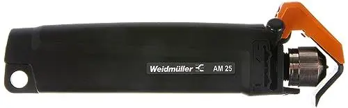Produktbild: Weidmüller Abmantelwerkzeug AM 25 (für PVC-Rundkabel ø 6-25 mm, inkl. Ersatzklinge, Länge 135 mm, Abmantelmesser mit arretierbarer Klinge) 480783