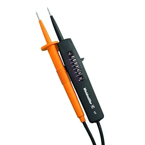 Produktbild: Weidmüller Spannungsprüfer VT (Spannungsanzeige 12 – 690 V AC/DC, Messgerät mit LED-Anzeige, Prüfspitzenschutz, keine Batterie erforderlich, VDE geprüft) 480079, Schwarz