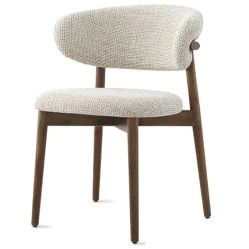 Produktbild: WEIDPHL Lounge-Esszimmerstühle Aus Holz Mit Gepolstertem Sitz Und Gebogener Rückenlehne, Küchenseitenstühle Mit Gebogener Rückenlehne Für Küche, Restaurant, Make-Up,Linen