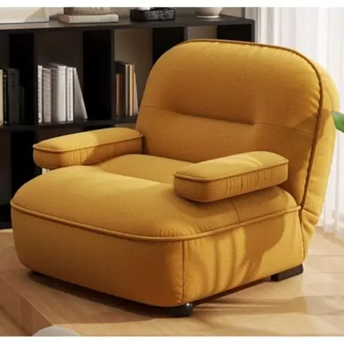 Produktbild: WEIDPHL Moderner Sofa-Sessel, Einzelsofa, Polstersessel Mit Verstellbarer Rückenlehne, Lazy Sofa, Freizeitsessel Für Wohnzimmer, Schlafzimmer,Gelb
