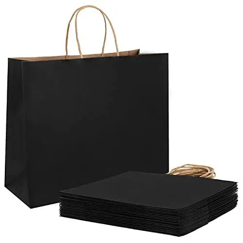 Produktbild: Weifeng 20 Stück Papiertüten Schwarz,Papiertüten Groß,Geschenktüten,Papiertüten mit Henkel,Geschenktüten Papier (30 * 23 * 12cm