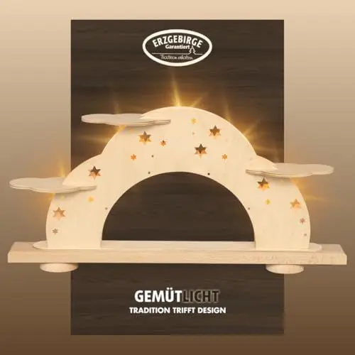 Produktbild: weigla - Lichterbogen original Erzgebirge I LED Sternenhimmel I Schwibbogen zum Bestücken I Leerbogen Weihnachten I 5 Lampenkerzen + 1 Ersatzlampe I 5 x 46 V, 0,2 W, E10 I Weihnachtsdeko innen