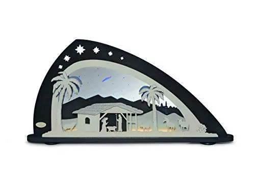 Produktbild: weigla - Schwibbogen original Erzgebirge I Motiv Bethlehem I LED-Lichterbogen Weihnachten I Größe 66 x 33,8 x 6 cm I Inklusive Beleuchtung I beleuchtete Weihnachtsdeko innen I aus Holz