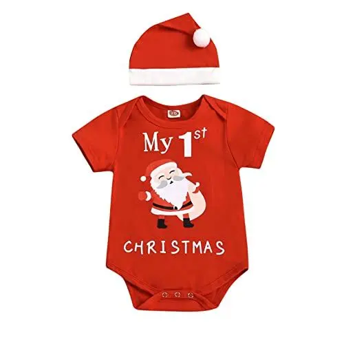 Produktbild: Weihnachten Baby Infant Neugeborene Mädchen Brief Strampler Bodysuit Outfit Camouflage Hose (Red, 3-6 Months)
