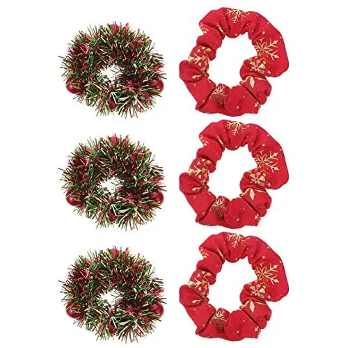 Produktbild: Beaupretty Weihnachten Haar Scrunchies Elastische Haargummis: Pferdeschwanz Halter 6 Stücke Haarb?nder Haarseil ?dchen Damen Frauen Haarschmuck Zopfgummi Winter Party Kopfschmuck Geschenkidee