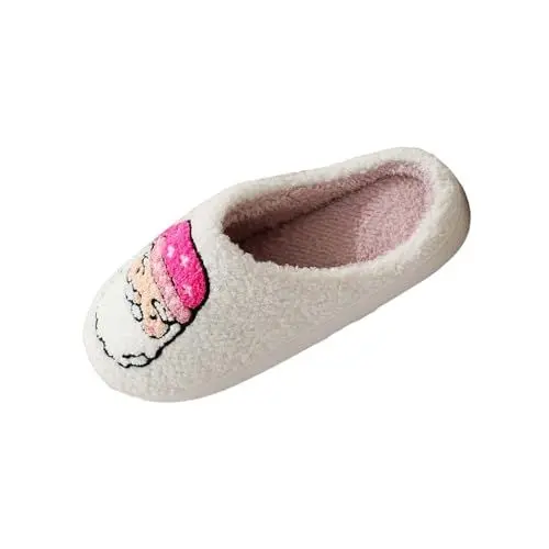 Produktbild: Weihnachts Hausschuhe Damen Flauschig Dicke Filzlaufsohle Federleicht Elegante rutschfeste Schwarze Pantoffeln Plüsch Lustige Slippers Wärmepantoffeln Flacheschuhe Pantoffeln Hausschuhe Warm Damen