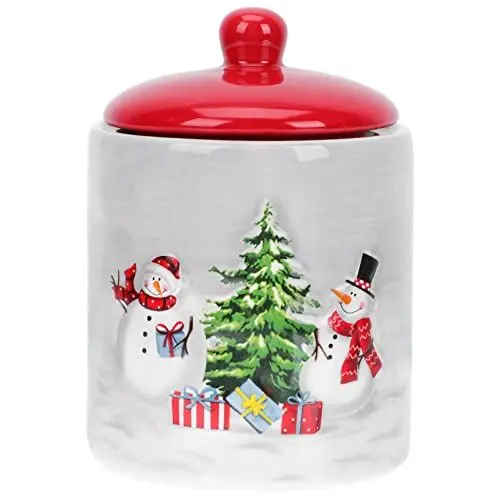 Produktbild: Weihnachten Keksdose Keramik Dose Vorratsdose: Gebäckdose Plätzchendose mit Deckel Teedose Kaffeedose Zuckerdose Bonboniere Vorratsbehälter Süßigkeiten Dose für Lebensmittel Kaffeebohnen Behälter