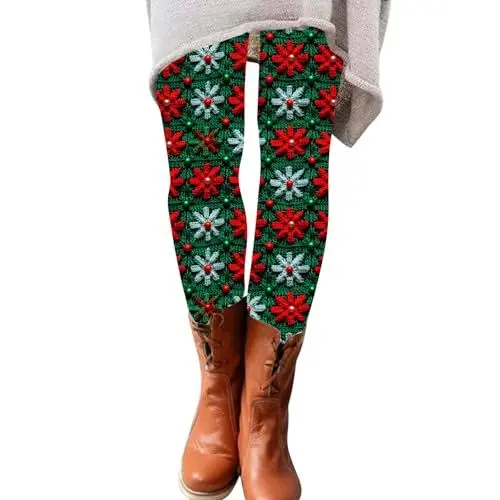Produktbild: Weihnachten Kostãm Sexy Leggings Damen Für Den Winter Thermo Leggings Damen Thermo Jogginghose Damen Yoga Pants Damen Knielange Sporthose Damen Netzstrumpfhose Schwarz Sport Leggings Damen 3/4 Push Up