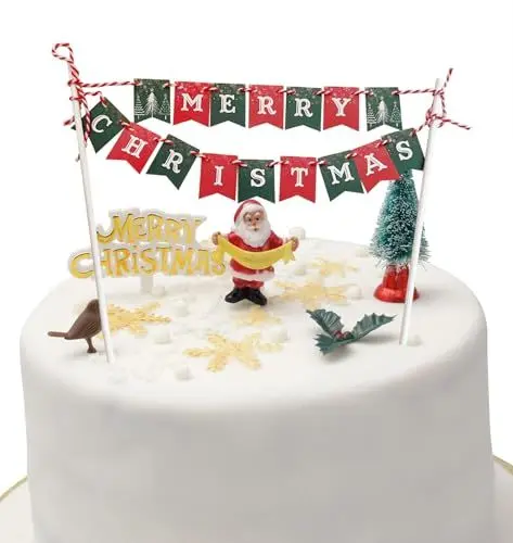 Produktbild: Weihnachten Kuchen Topper, Weihnachten Tortendeko,Frohe Weihnachten Cake Topper, Merry Christmas Cake Topper für Weihnachtsfeier Dekoration