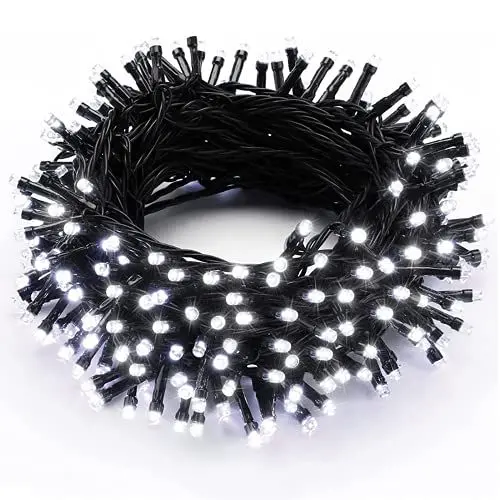 Produktbild: Weihnachten Lichterkette Outdoor, BrizLabs 20M 200 LED Außenlichterkette Strom Weihnachtsbeleuchtung Innen mit 8 Modi Wasserdicht für Zimmer Baum Party Garten Balkon Hochzeit Feier Deko, Kaltweiß