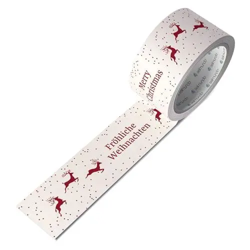 Produktbild: Weihnachten Papier-Packband | Klebeband Weihnachtsgeschenke | Geschenkband, 50mm x 50m, Farbe:weiß