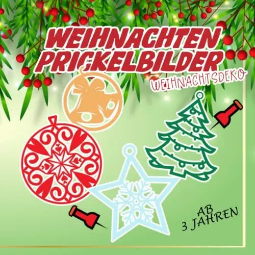 Produktbild: Weihnachten Prickelbilder: Weihnachtsdeko Prickelset für Kinder ab 3 Jahre | Malen Prickeln Basteln Prickelblock für Jungen und Mädchen | Weihnachtsbücher Prickelnadel Bastelbücher Malbuch