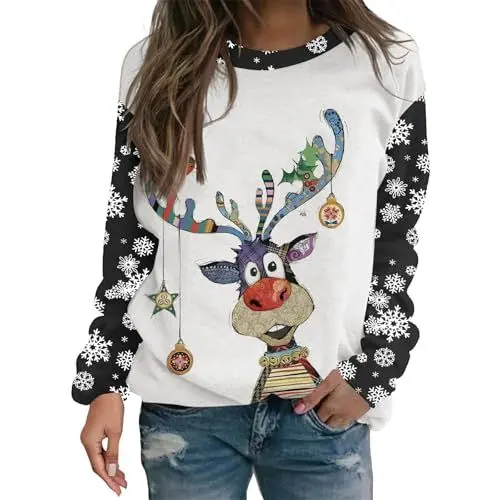 Produktbild: Weihnachten Pullover Damen Halloween Pullover Damen Weihnachtspullover Damen Weihnachtspullover Damen lustig Damen Pullover Pullover Weihnachten Weihnachtspullover Damen Strick