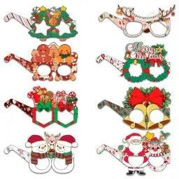 Produktbild: Weihnachtliches Dekoratives Brillenset aus Papier, Lustige Feiertagsbrillen, Festliche Papierbrillen für Weihnachtsfeiern, Fotorequisiten, Familientreffen, Feiertagsveranstaltungen (Weihnachten A)