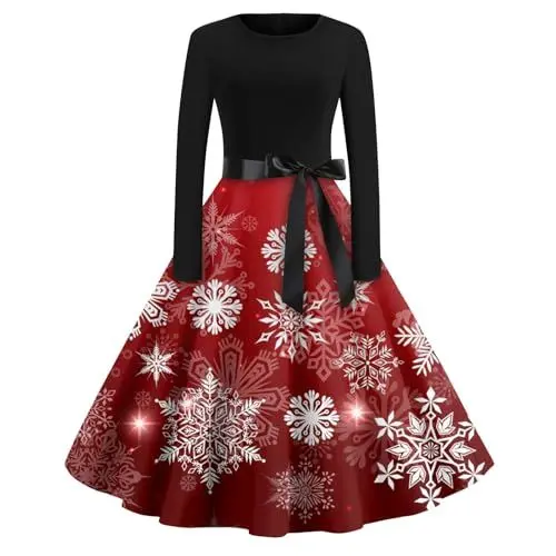 Produktbild: Weihnachts Cocktailkleid für Damen Sexy Weihnachtskleid für Damen Weihnachts Rock Kleid für Weihnachtsfeier Festkleider für Damen Hochzeit Weihnachtsmann XXL Geschenk Damen Weiß M