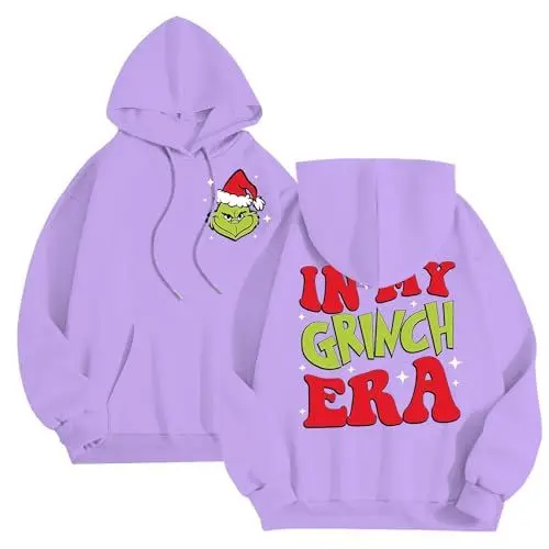 Produktbild: Weihnachts Grinch Gedruckt Hoody Herren Ugly Christmas Sweater Oversized Sweatshirt Casual Kapuzenpullover Pullover Langarm Sweatshirt Fallen Winter Tops Mode Streetwear mit Taschen S-3XL 49
