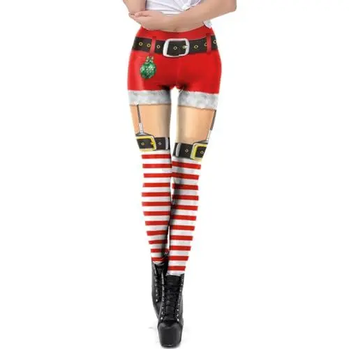 Produktbild: Weihnachts Leggings Damen Weihnachtshosen Weihnachten Hohe Taille Leggins Mode 3D Druck Sportleggins Lang Hose Elastisch Strumpfhosen Yogahose Laufhose Schlank H?fthose Freizeithose Gestreift M